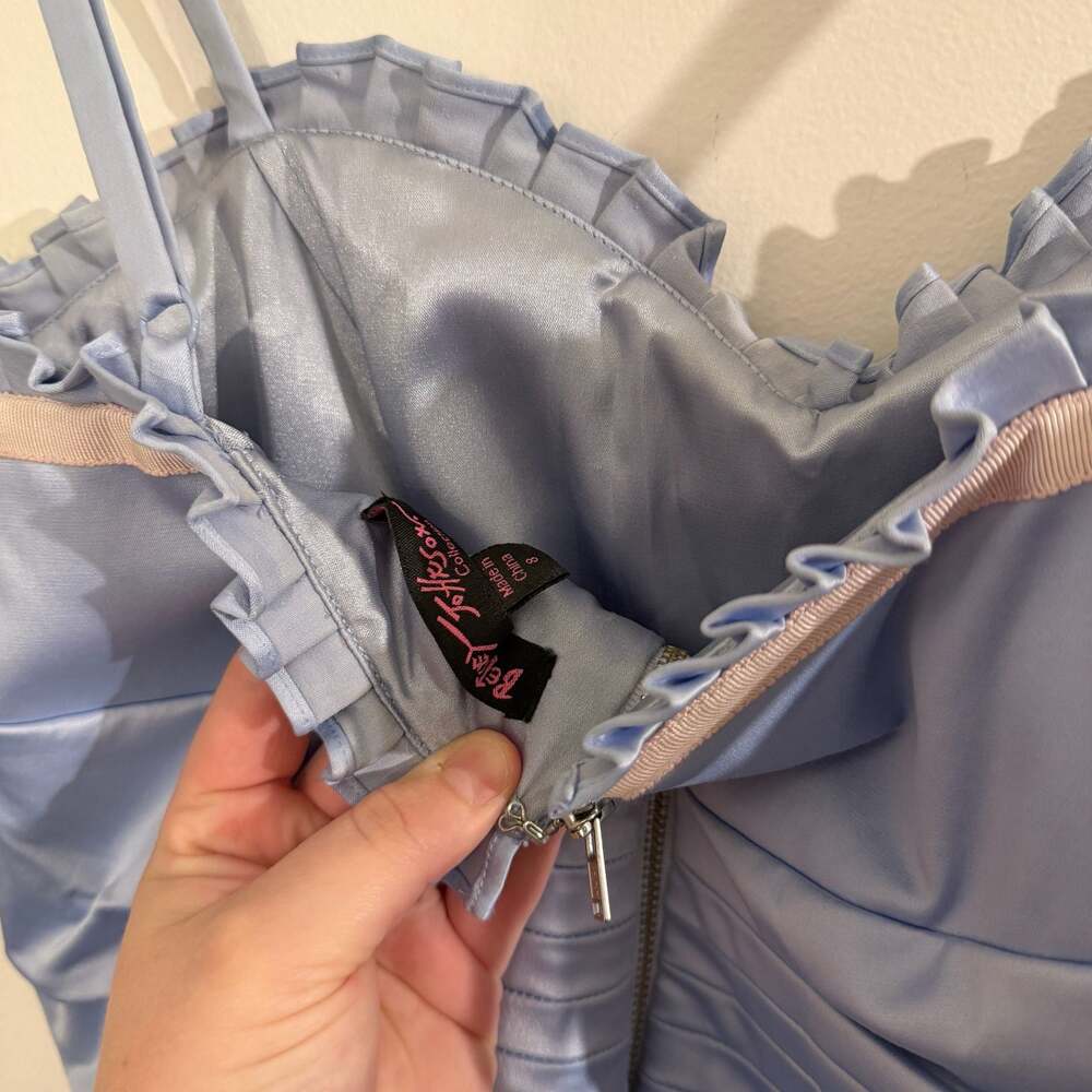 y2k betsey johnson blue satin pink tulle cocktail dress size 8 - Picture 10 of 10